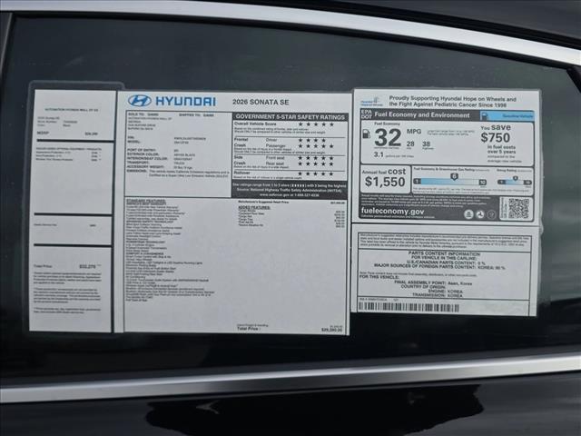 new 2026 Hyundai Sonata car, priced at $28,251