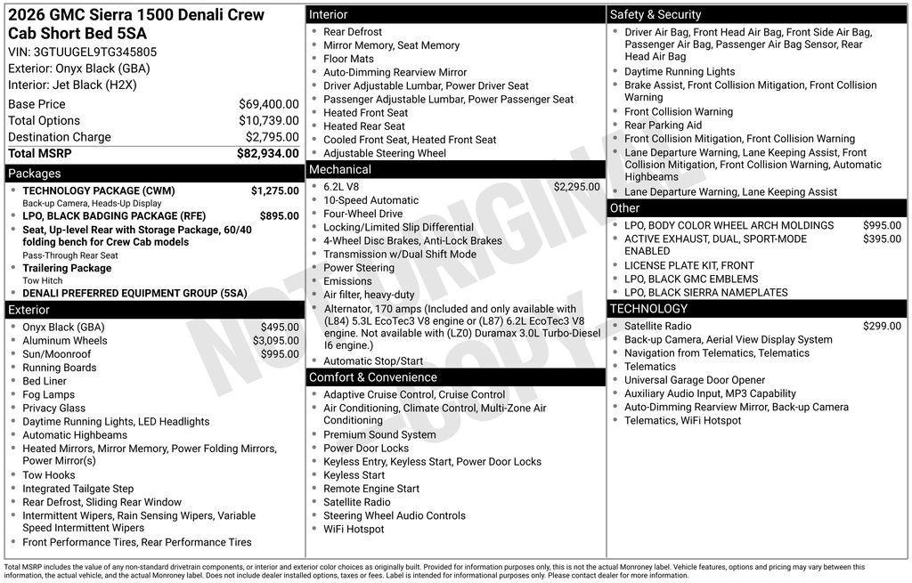 new 2026 GMC Sierra 1500 car, priced at $76,034