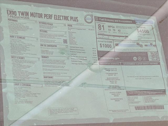 new 2025 Volvo EX90 car, priced at $73,897