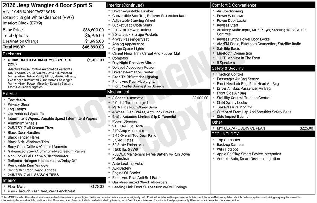 new 2026 Jeep Wrangler car, priced at $41,219