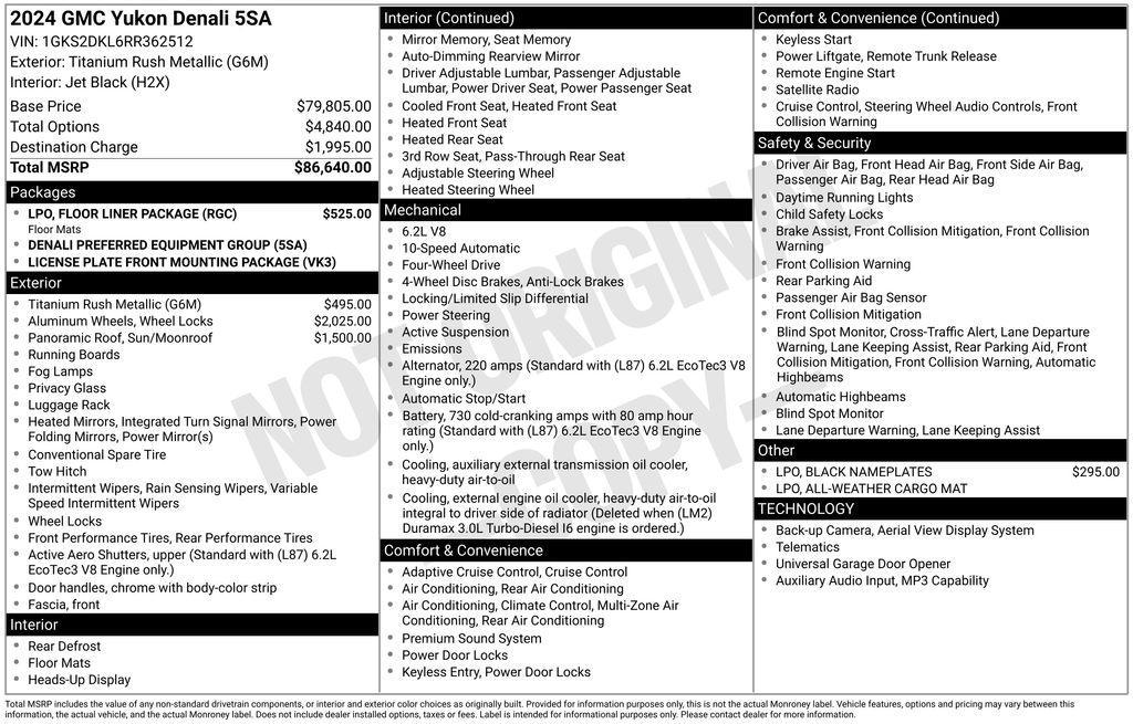 used 2024 GMC Yukon car, priced at $67,800