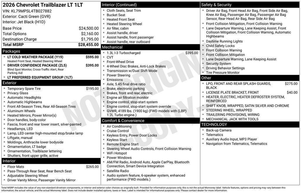 used 2026 Chevrolet TrailBlazer car, priced at $22,950