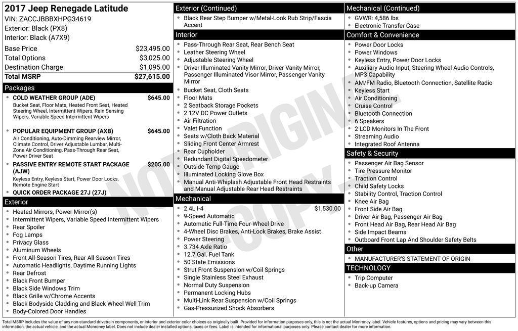 used 2017 Jeep Renegade car, priced at $9,701