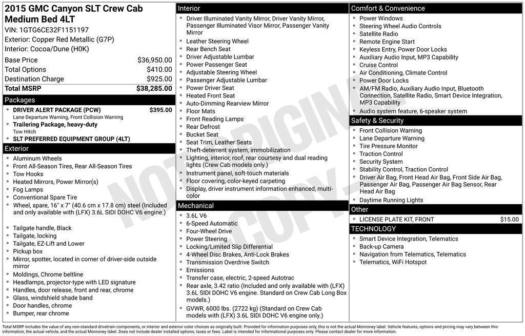 used 2015 GMC Canyon car, priced at $16,700