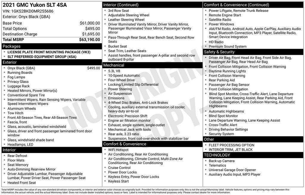 used 2021 GMC Yukon car, priced at $34,950