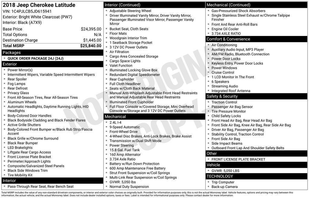 used 2018 Jeep Cherokee car, priced at $8,601