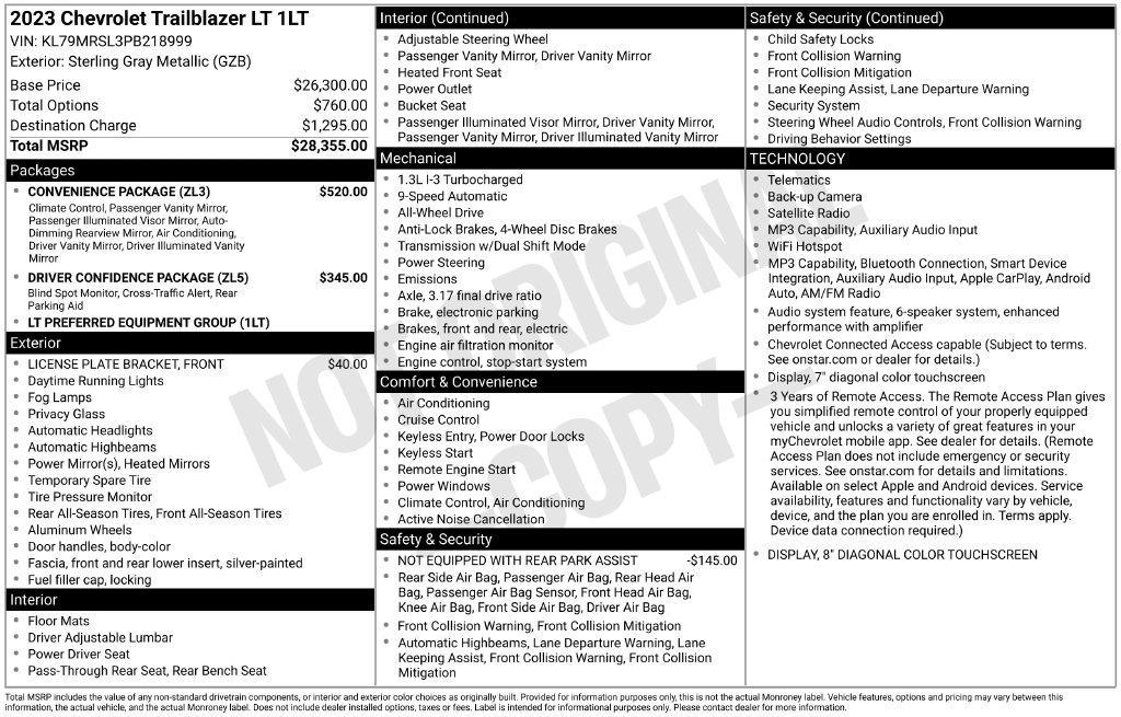 used 2023 Chevrolet TrailBlazer car, priced at $24,179