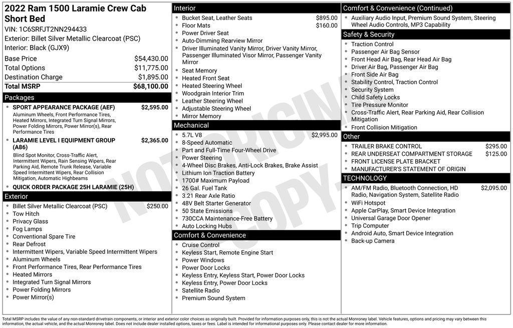 used 2022 Ram 1500 car, priced at $33,699