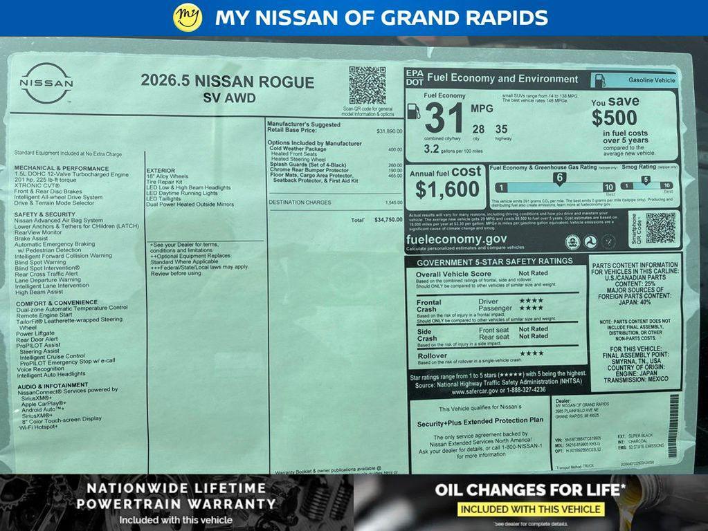 new 2026 Nissan Rogue car, priced at $30,102