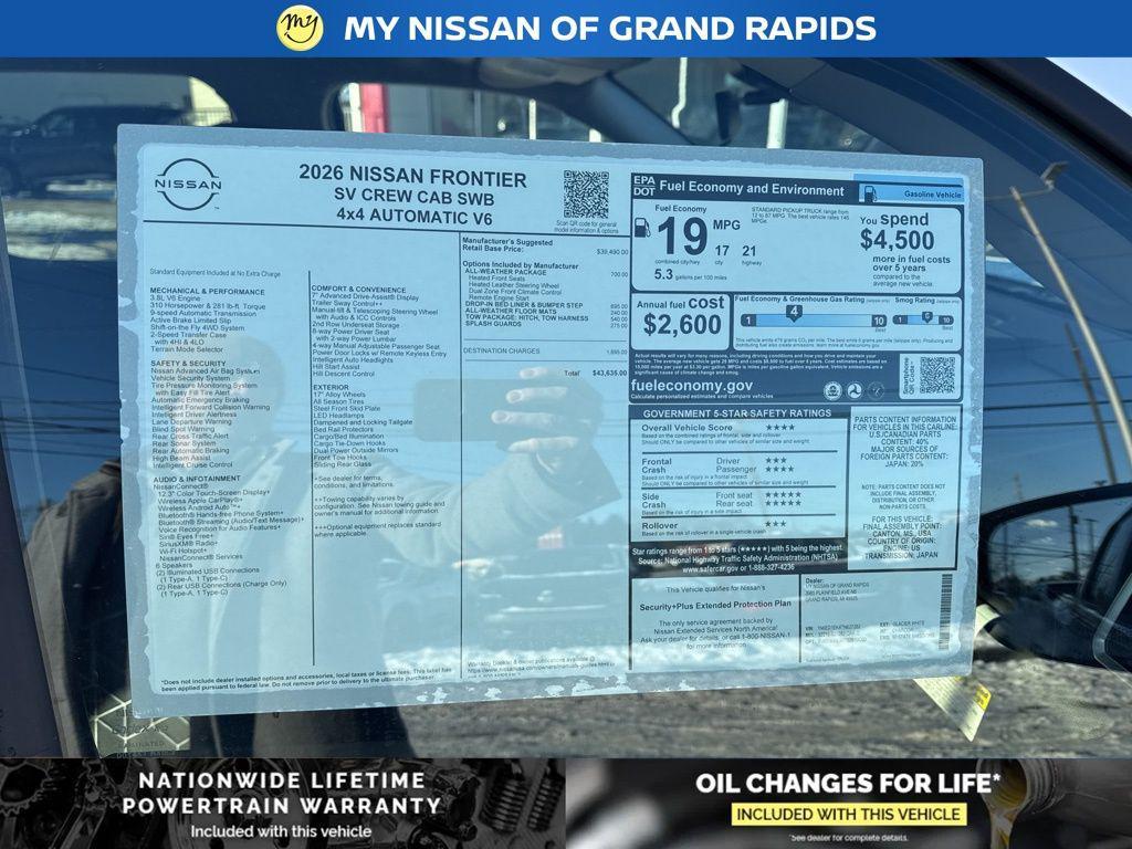 new 2026 Nissan Frontier car, priced at $39,191