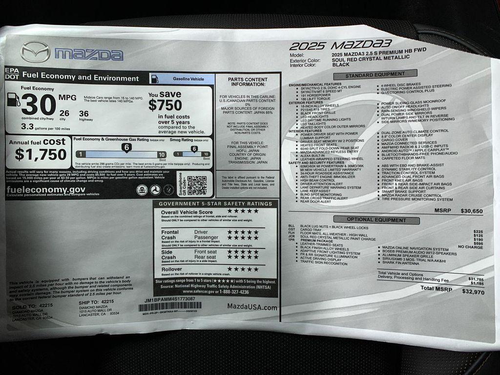 new 2025 Mazda Mazda3 car, priced at $32,111