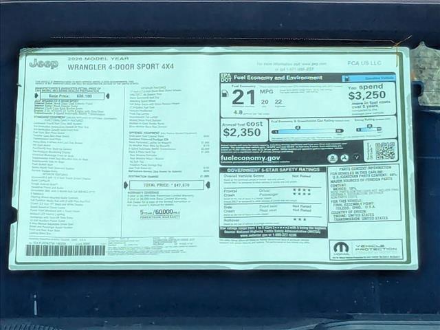new 2026 Jeep Wrangler car, priced at $46,995