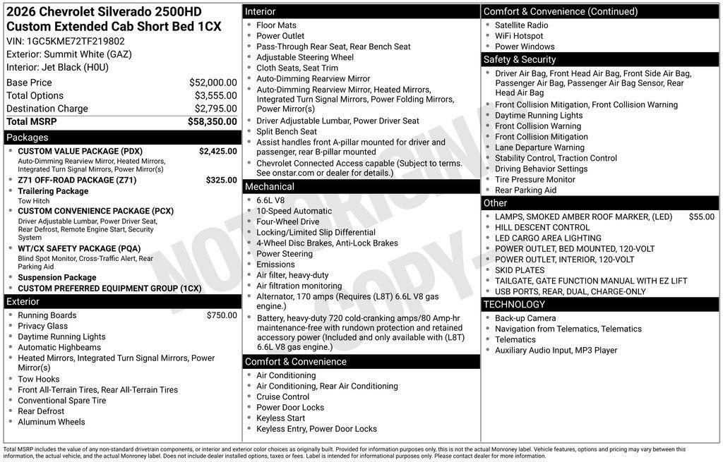 new 2026 Chevrolet Silverado 2500 car, priced at $51,100