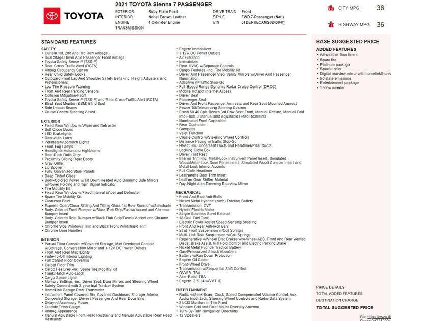 used 2021 Toyota Sienna car, priced at $32,900