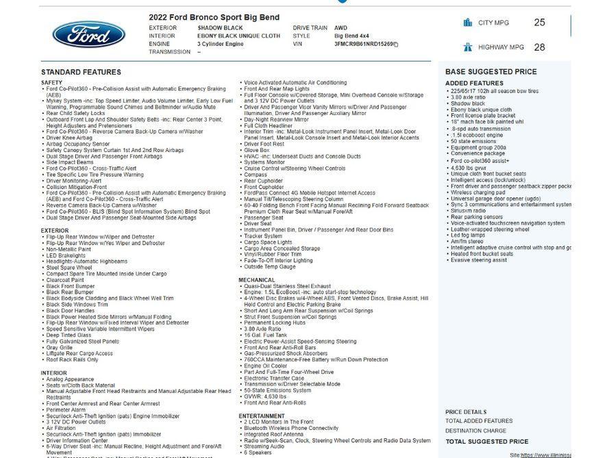 used 2022 Ford Bronco Sport car, priced at $21,988