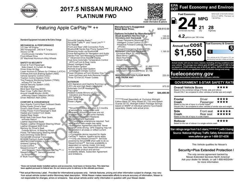 used 2017 Nissan Murano car, priced at $18,777