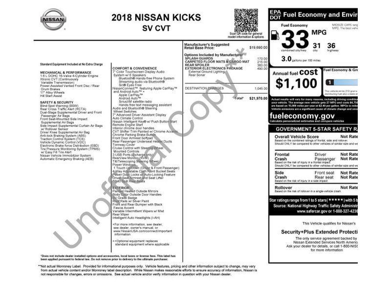 used 2018 Nissan Kicks car, priced at $13,777