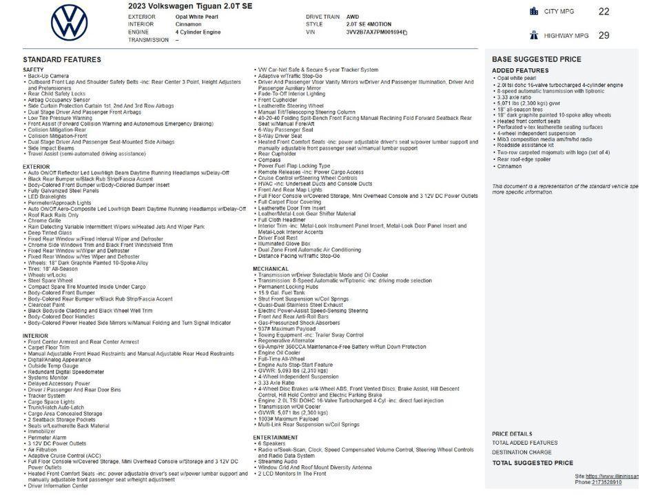 used 2023 Volkswagen Tiguan car, priced at $19,488