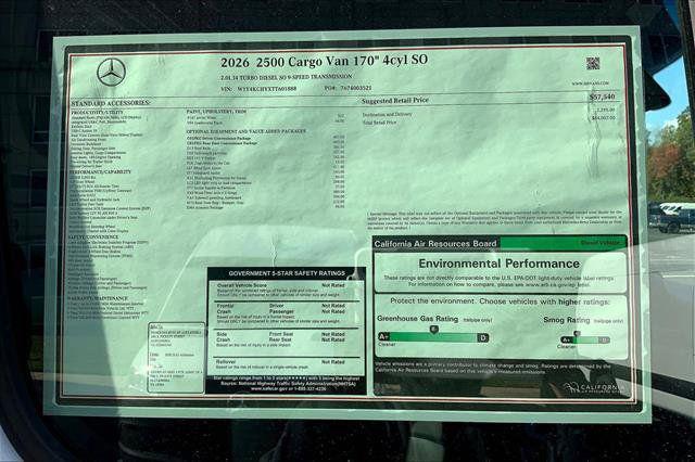 new 2026 Mercedes-Benz Sprinter 2500 car, priced at $64,007
