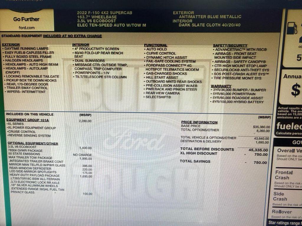 used 2022 Ford F-150 car, priced at $34,950