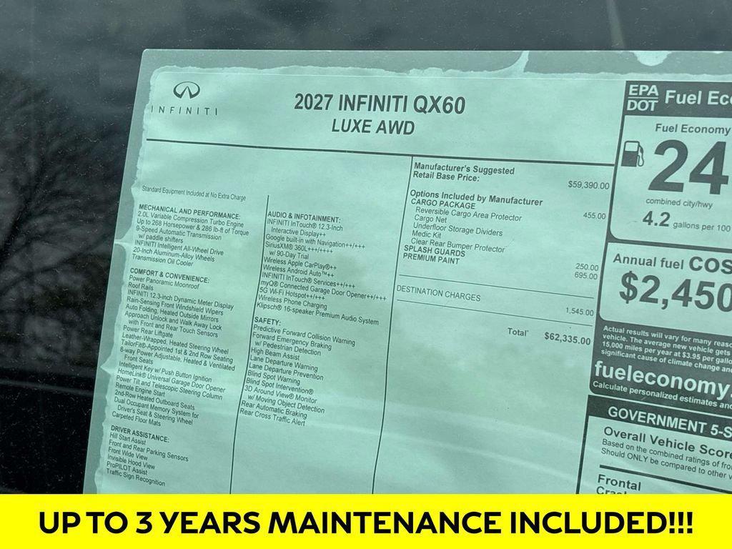 new 2027 INFINITI QX60 car, priced at $59,520