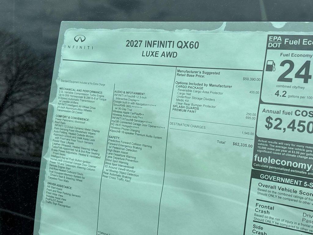 new 2027 INFINITI QX60 car, priced at $63,705