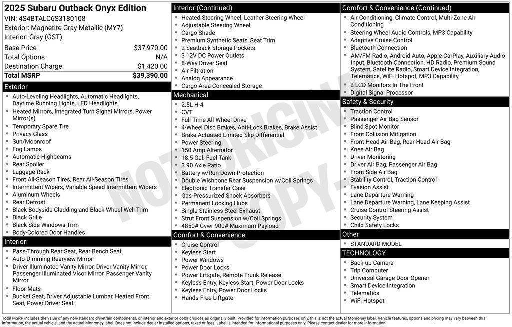 used 2025 Subaru Outback car, priced at $32,477