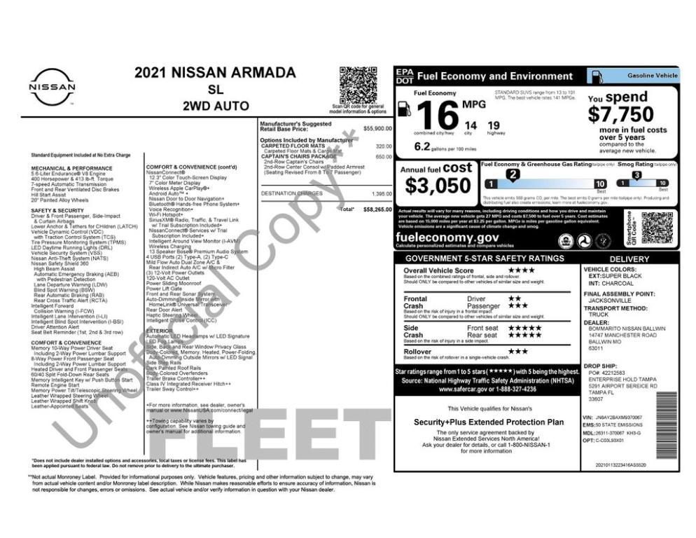used 2021 Nissan Armada car, priced at $25,889