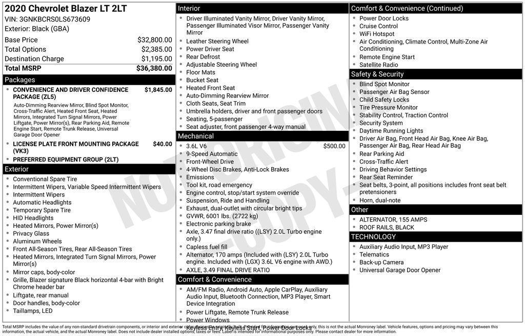 used 2020 Chevrolet Blazer car, priced at $21,986