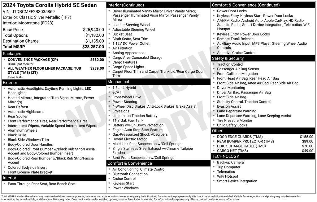 used 2024 Toyota Corolla Hybrid car, priced at $22,243