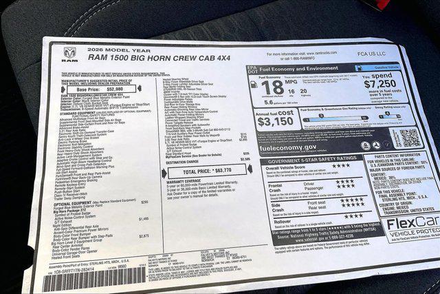 new 2026 Ram 1500 car, priced at $55,422