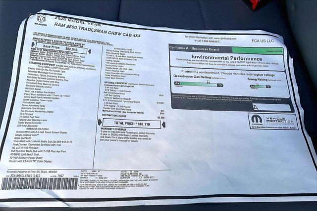 new 2026 Ram 2500 car, priced at $62,459