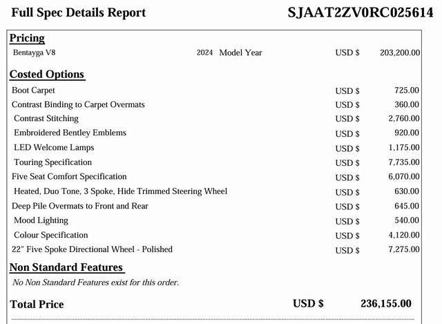 used 2024 Bentley Bentayga car, priced at $169,877