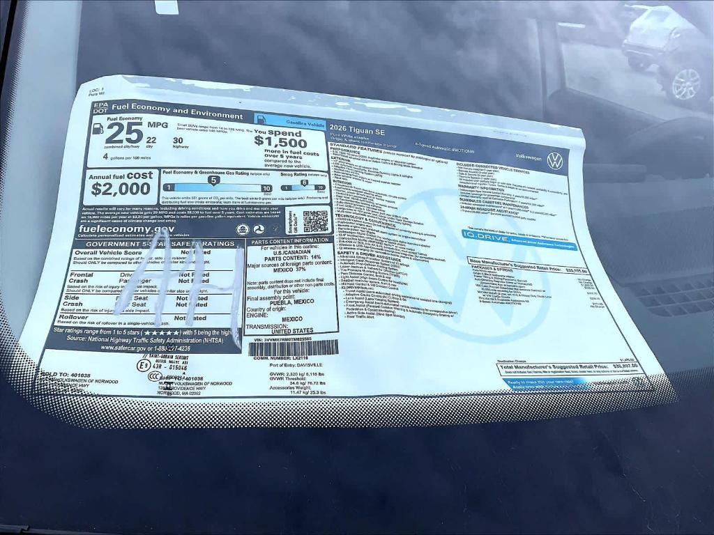 new 2026 Volkswagen Tiguan car, priced at $36,449