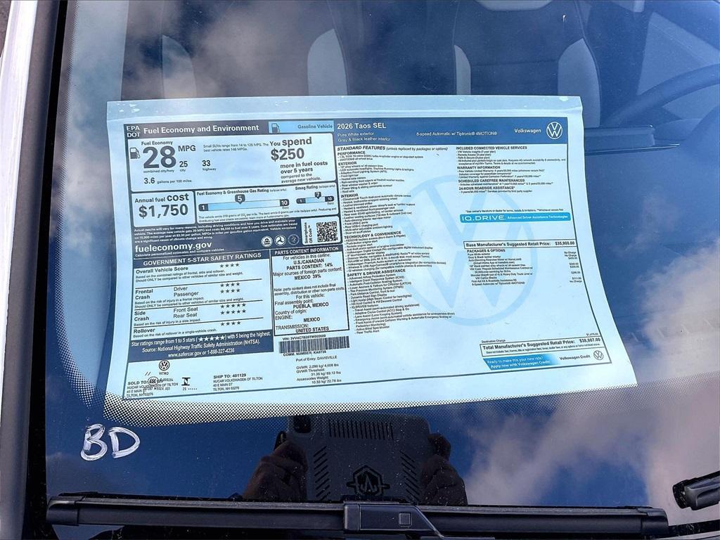 new 2026 Volkswagen Taos car, priced at $37,510