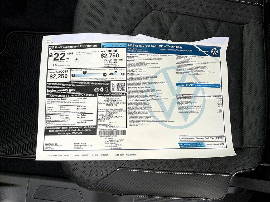 new 2026 Volkswagen Atlas Cross Sport car, priced at $44,515