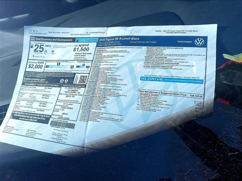 new 2026 Volkswagen Tiguan car, priced at $39,139
