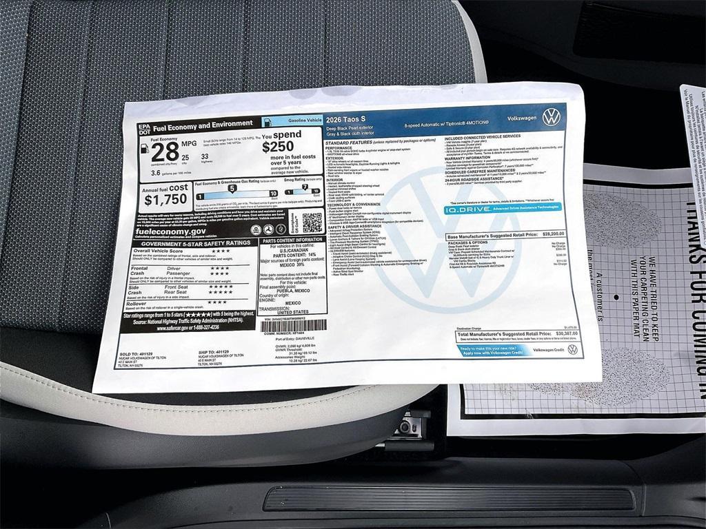 new 2026 Volkswagen Taos car, priced at $29,010