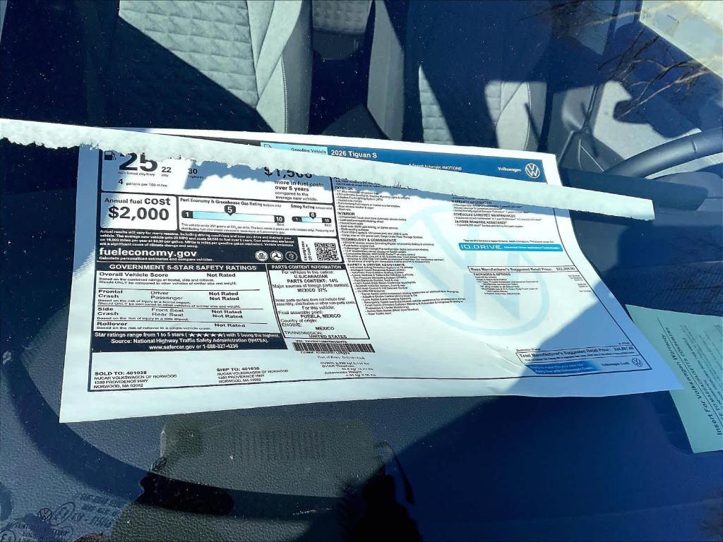 new 2026 Volkswagen Tiguan car, priced at $32,554