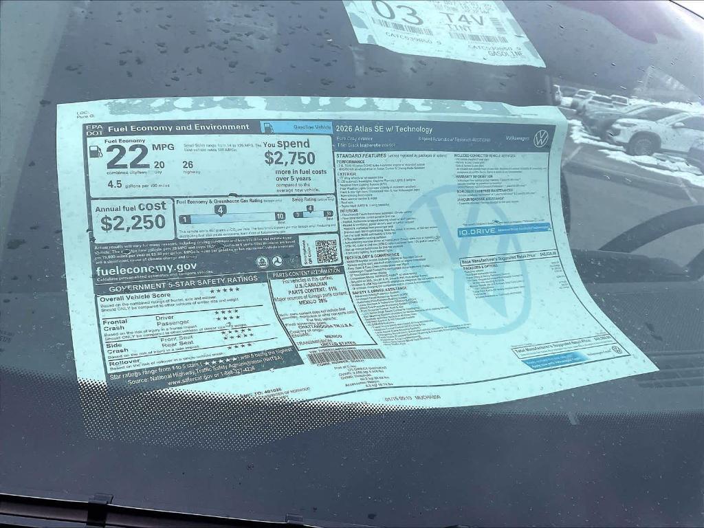 new 2026 Volkswagen Atlas car, priced at $44,801