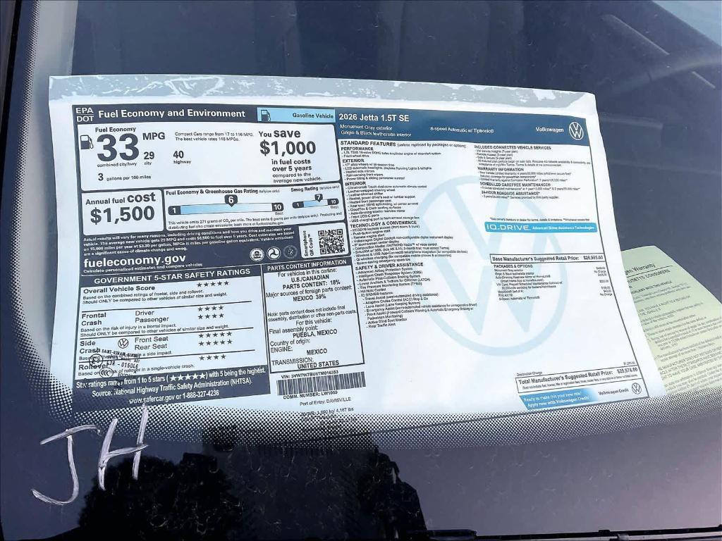 new 2026 Volkswagen Jetta car, priced at $27,807