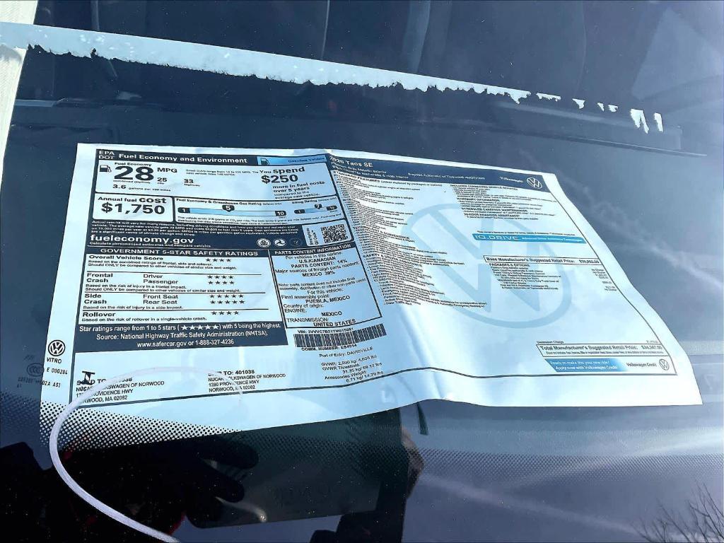 new 2026 Volkswagen Taos car, priced at $32,612