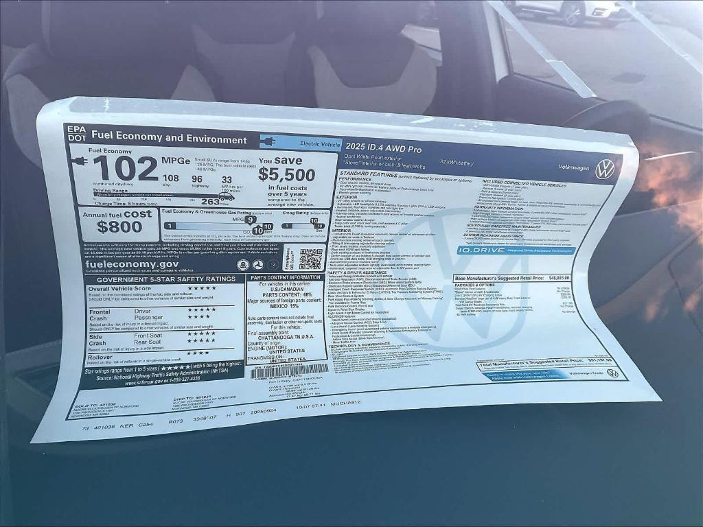 new 2025 Volkswagen ID.4 car, priced at $37,887