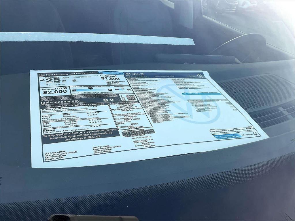 new 2026 Volkswagen Tiguan car, priced at $36,449