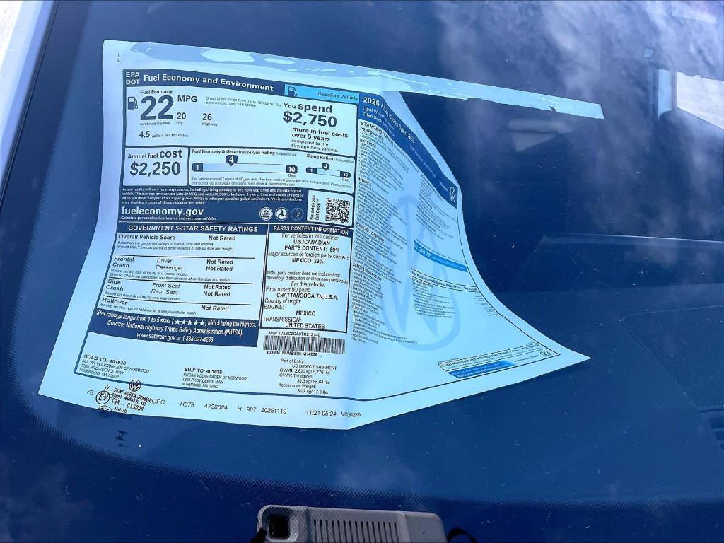 new 2026 Volkswagen Atlas Cross Sport car, priced at $47,577