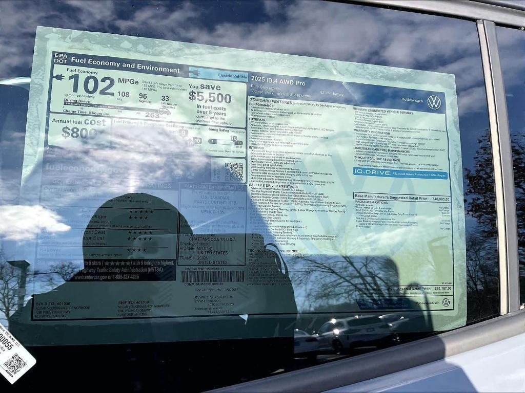 new 2025 Volkswagen ID.4 car, priced at $37,887