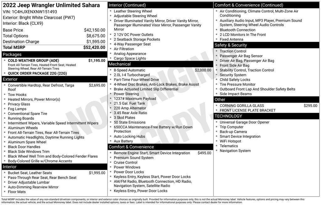 used 2022 Jeep Wrangler Unlimited car, priced at $33,410