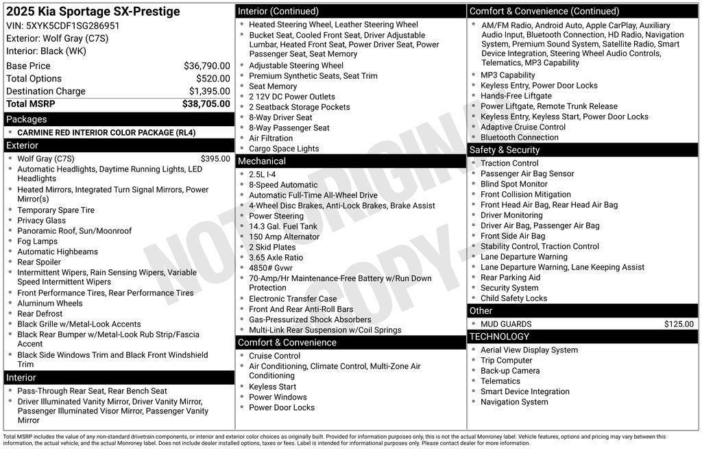 new 2025 Kia Sportage car, priced at $34,035