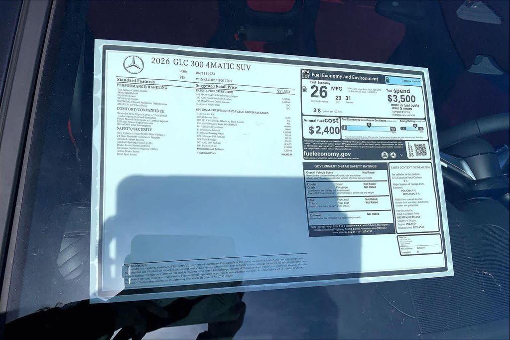 new 2026 Mercedes-Benz GLC 300 car, priced at $66,805