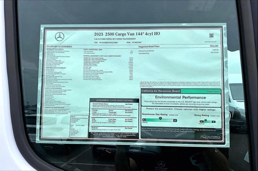 new 2025 Mercedes-Benz Sprinter 2500 car, priced at $68,170